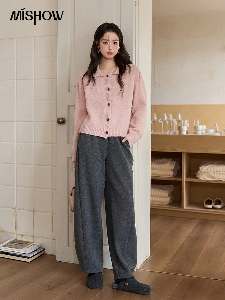 Mishow Pink French Turn-Down Collar Cardigan MXE48Z2569