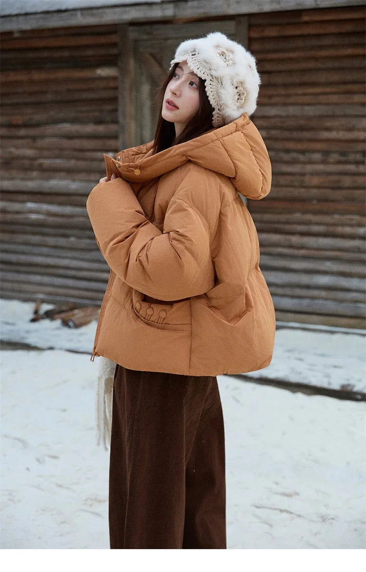 Mishow Hooded 90% White Duck Down Short Coat MXE51Y0080