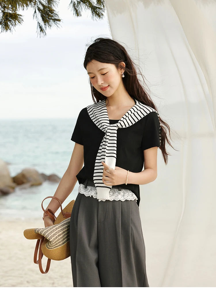 Mishow Solid Square Neck Straight Tee MXE15T0483