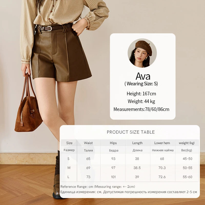 Mishow PU Leather High Waist A-Line Shorts with Slanted Pockets MXE48K1086