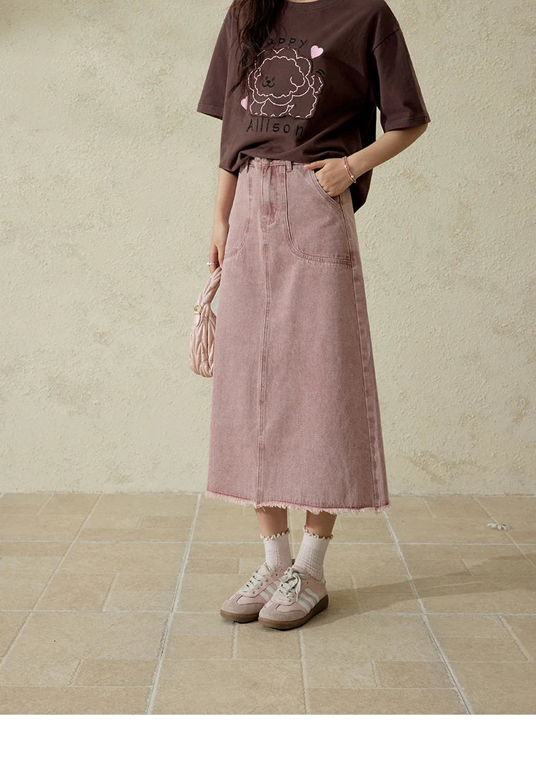 MISHOW High Waist Slim Denim Skirt Straight Pockets MXD44B0506