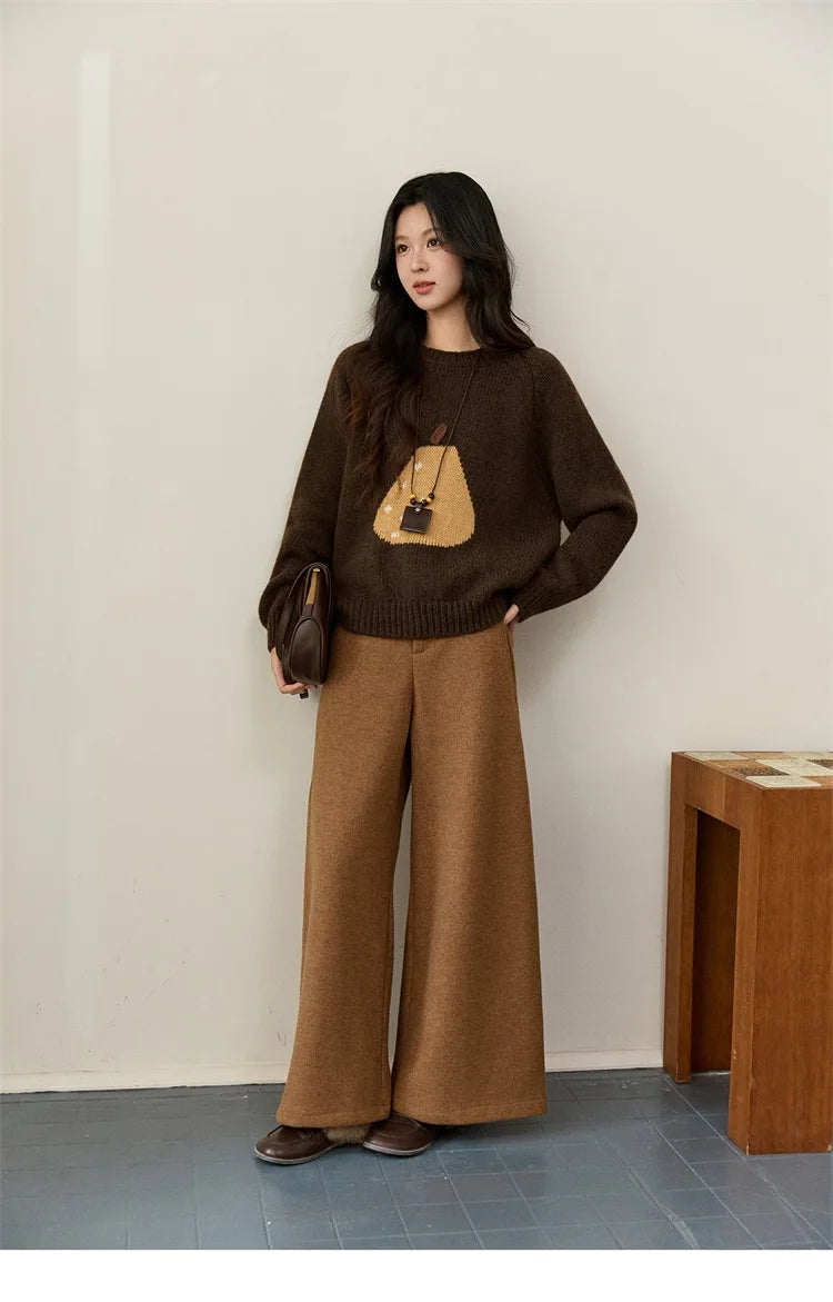 Mishow Pear Pattern Jacquard Crew Neck Pullover MXE94Z2959