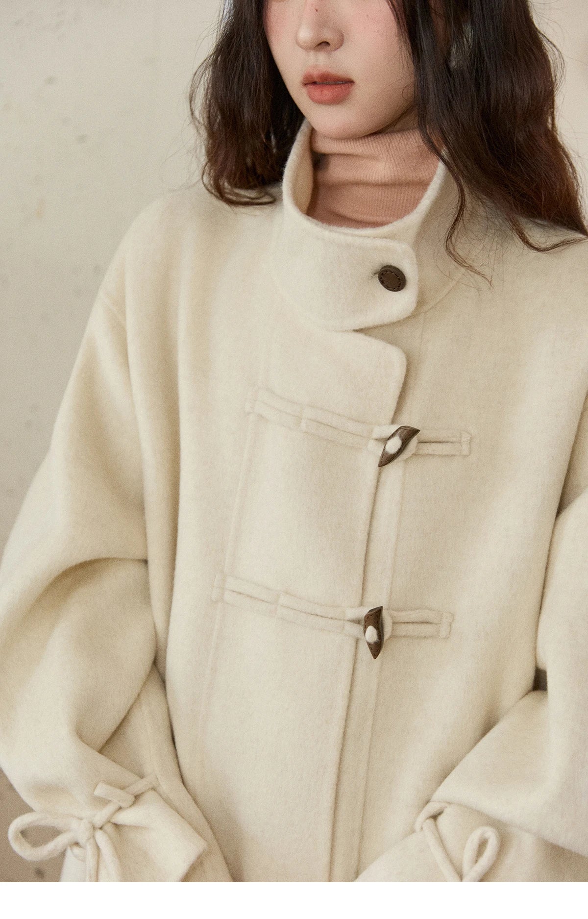 Mishow Yellow 100% Wool Double-Faced Turtleneck Coat MXE51W0902