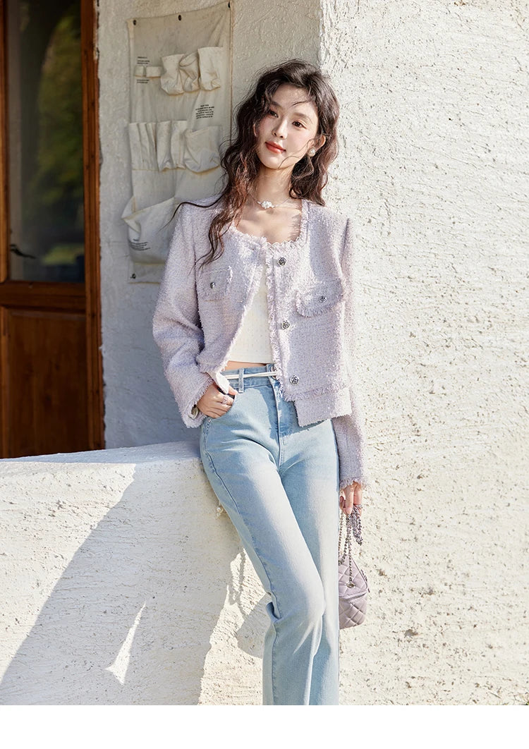 MISHOW Tassel Fragrant Coat Rose Buckle Weave Square Collar MXE13W0733