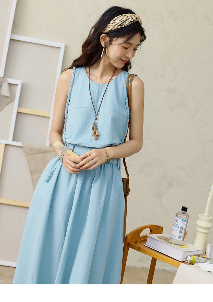 Mishow Hand Woven Fried Dough Twists Waist Belt Dress MXE34L2223