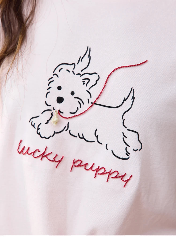 Mishow Cute Puppy Printed Short Sleeve Tee MXE36T0640