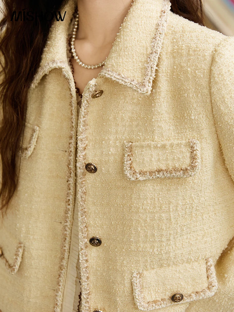 Mishow Fragrant Tweed Metal Button Short Jacket MXE46W0837