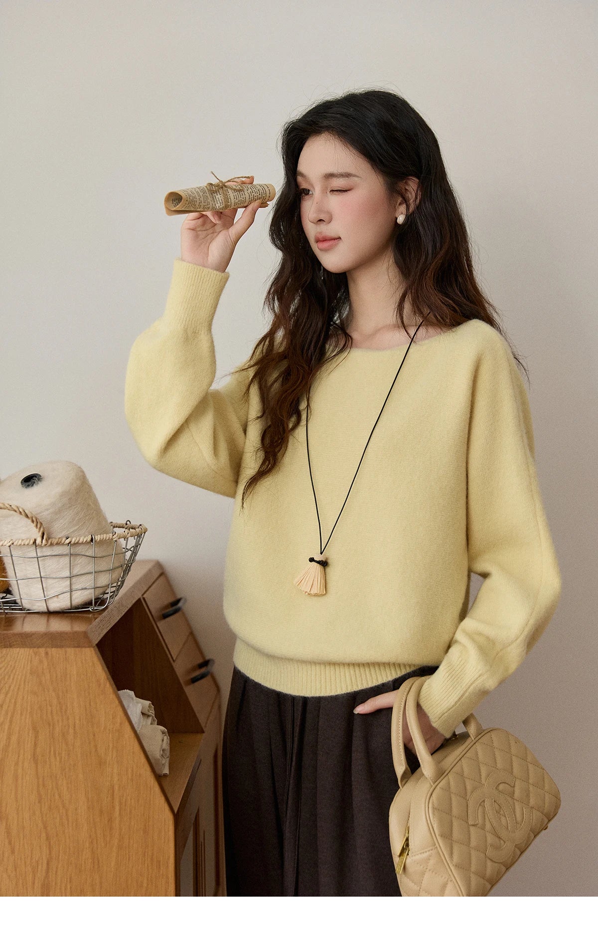 Mishow Boat Neck Lantern Sleeve Pullover MXE94Z2984