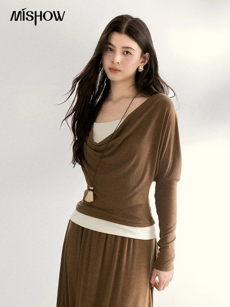 Mishow Draped Neck Top & Camisole Two-Piece Set MXF11T1458