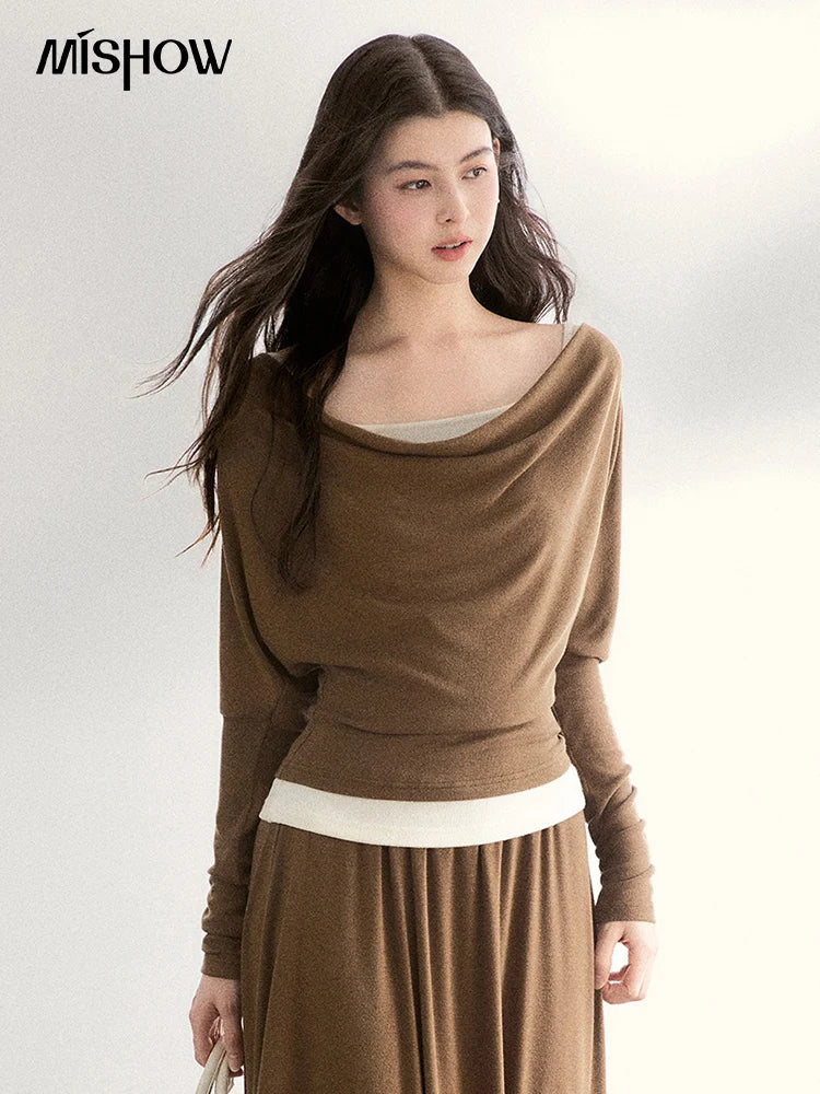 Mishow Draped Neck Top & Camisole Two-Piece Set MXF11T1458