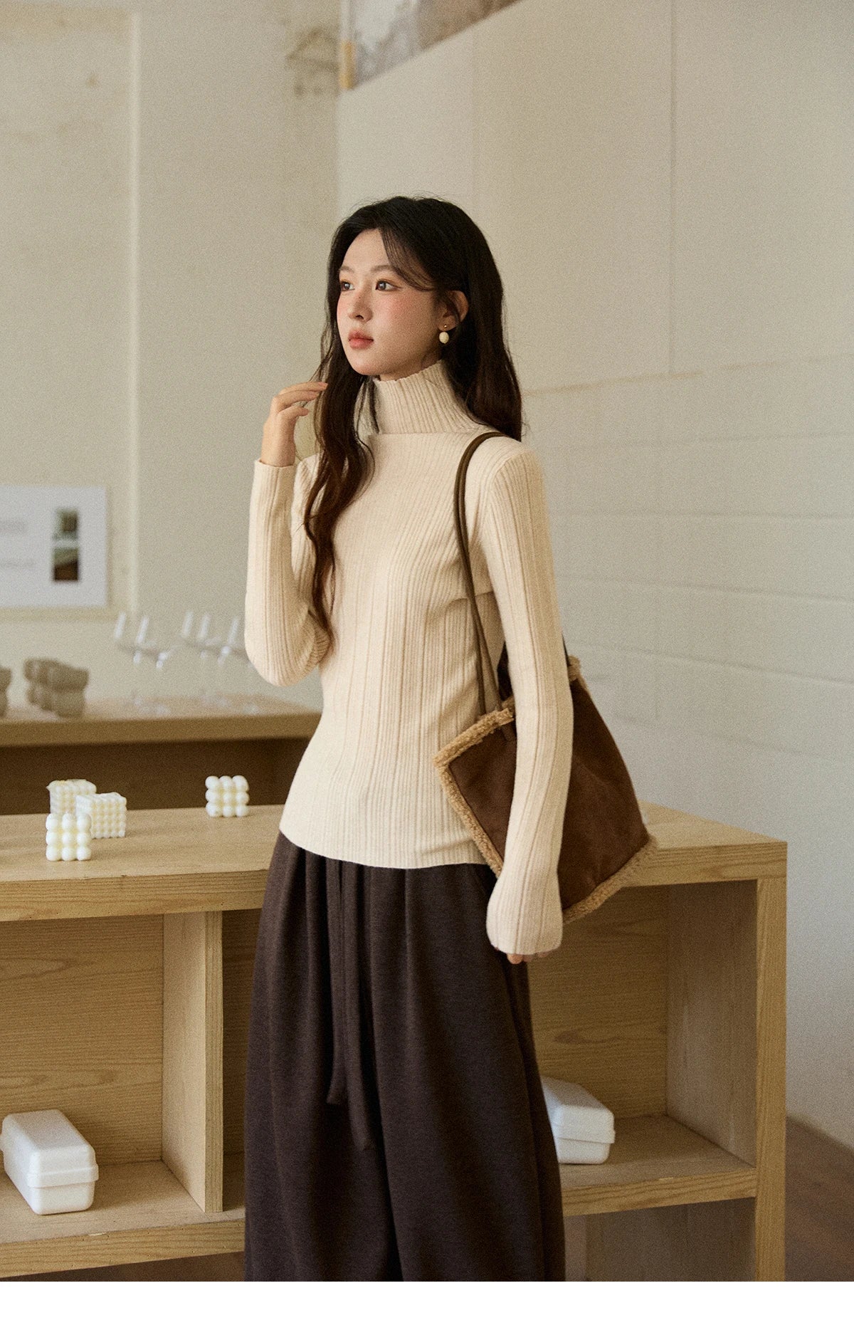 Mishow Suede Imitation Mink Fur Lace-Up Coat MXE90W0921