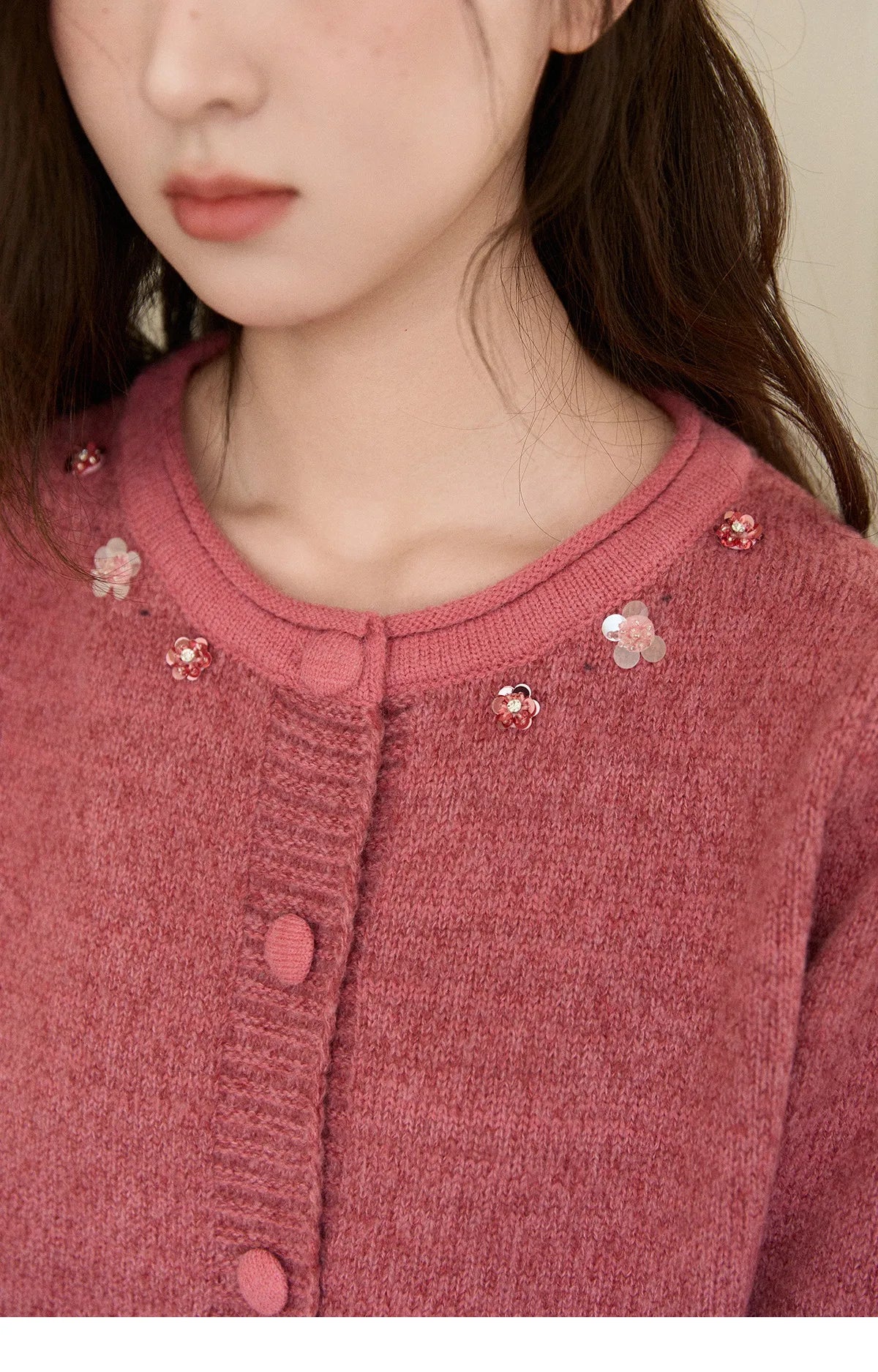 Mishow Rose Red Sequin Beaded Floral Cardigan MXE93Z2808