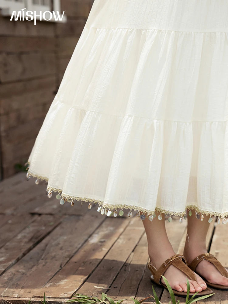 MISHOW Elastic Waist Shell Webbing A-Line Skirt Slimming MXE33B0708