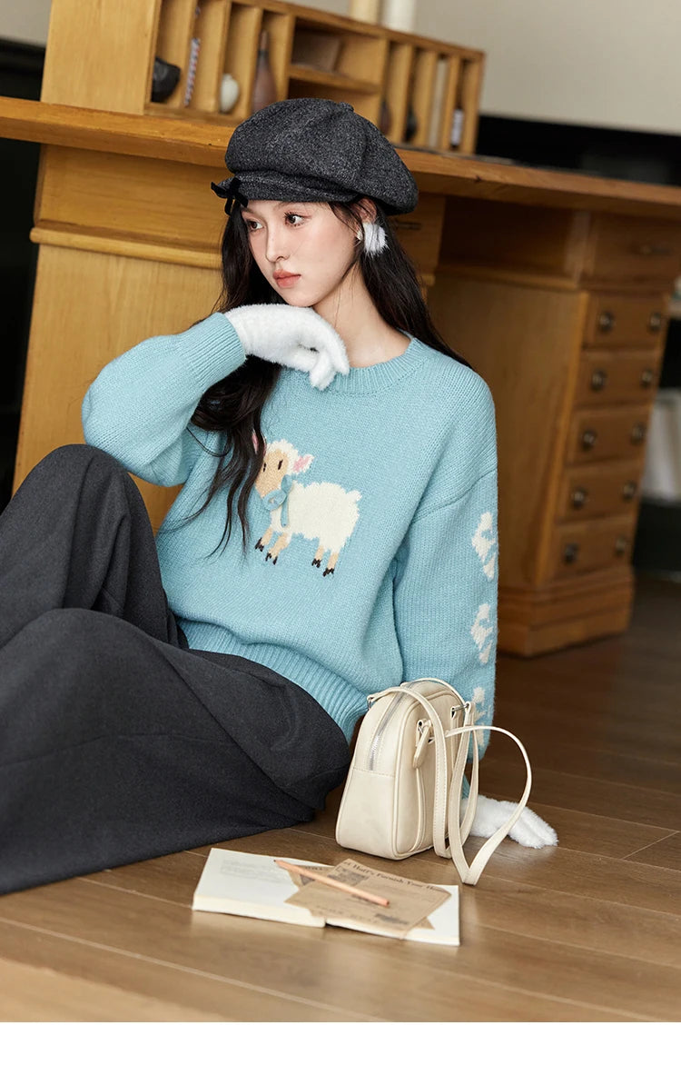 Mishow Soft Lamb Color Clash Spliced Pullover MXD59Z1140