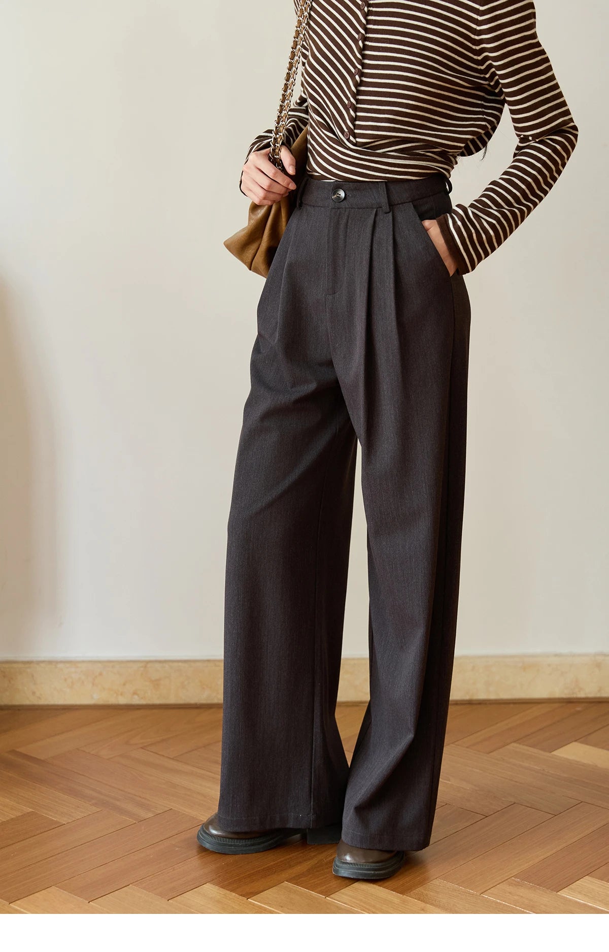 MISHOW Solid Wide-Leg Pants High-Waisted Loose Pockets MXE46K1090