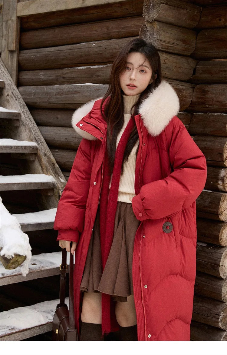 Mishow Fox Fur Collar 90% White Duck Down Jacket MXE51Y0082