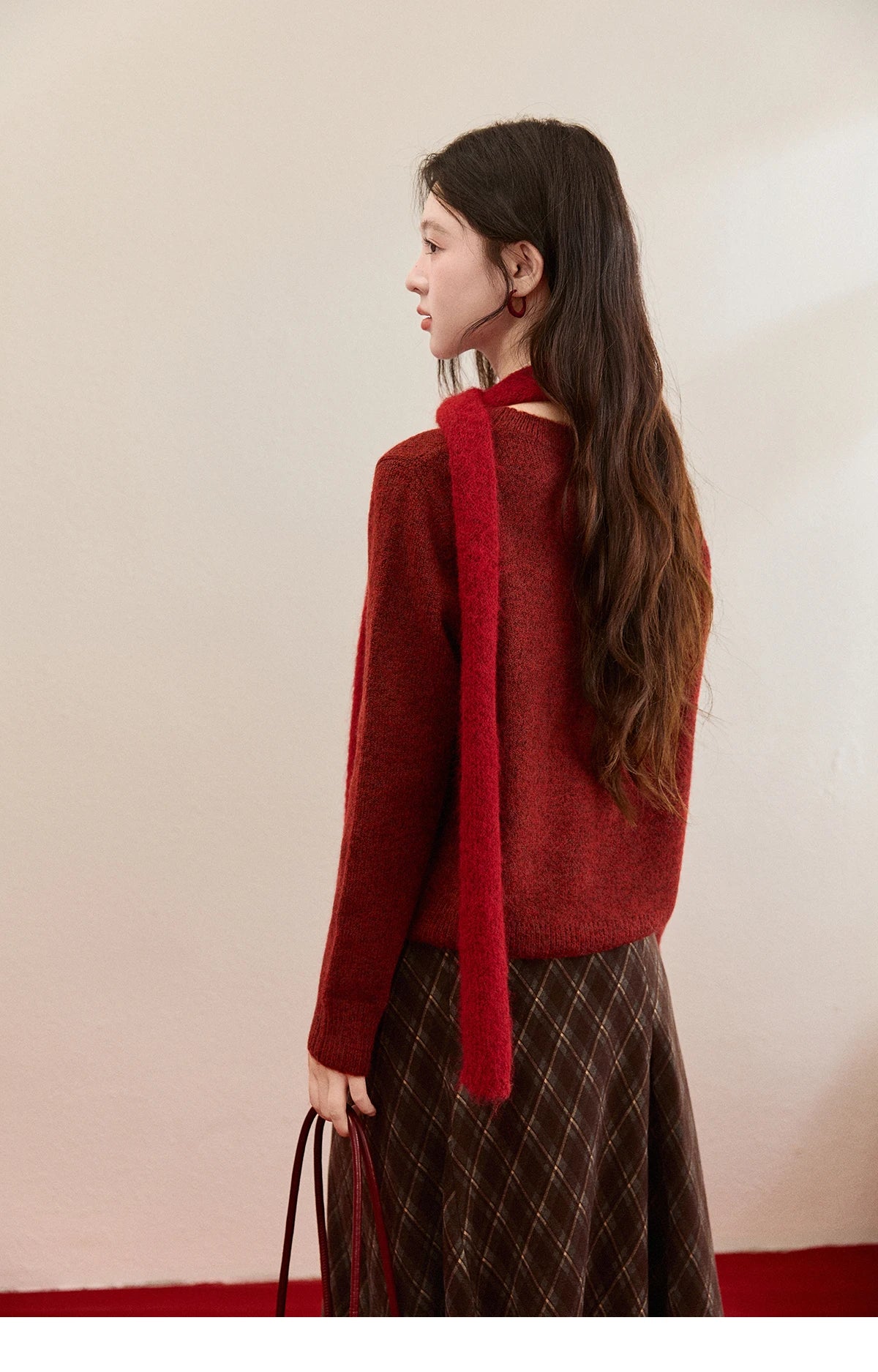 Mishow Christmas Red Jacquard Pony Sweater MXE94Z2861