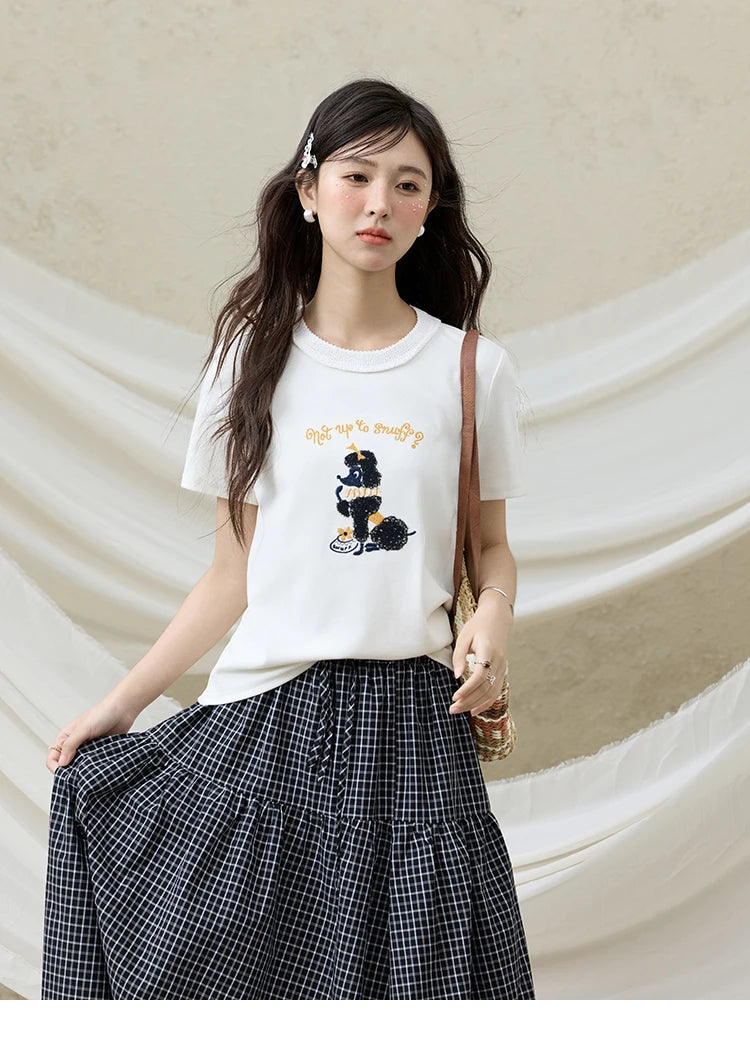 Mishow Dog Embroidered Cartoon Tee MXE33T0540