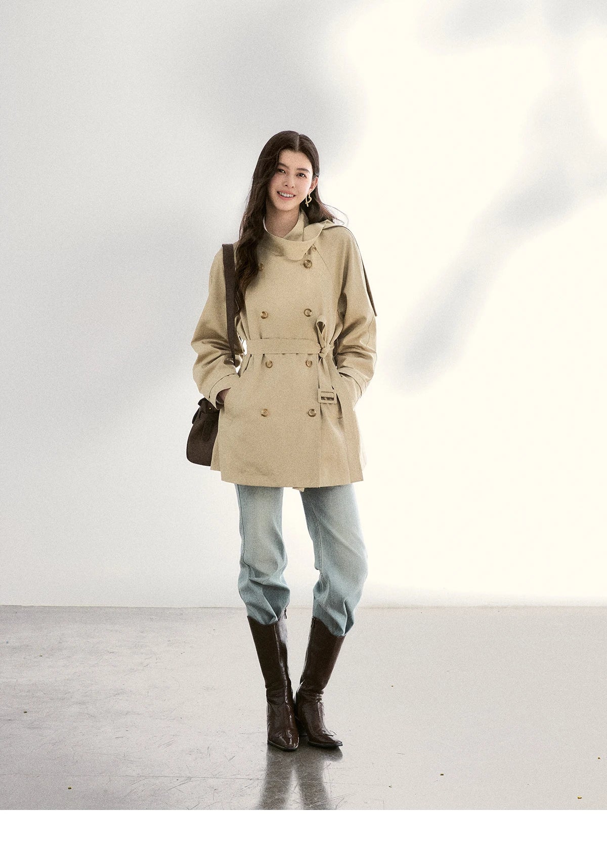 Mishow Double-Breasted Belted Mid-Length Trench MXF11W1031