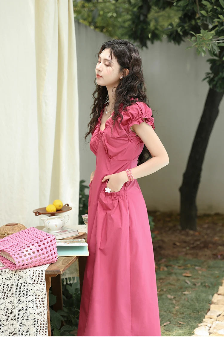 Mishow 100% Cotton V-Neck Pocket Dress MXD29L1934