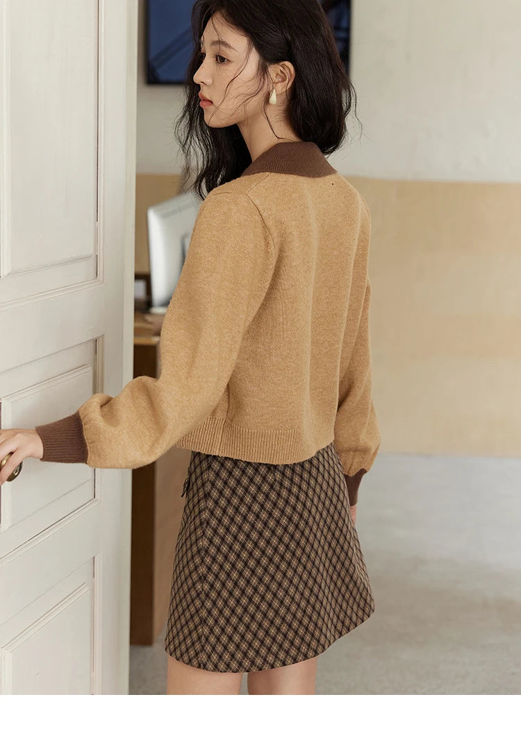 MISHOW Fake Two-piece Sweater Women French Retro Splicing Top MXD46Z0804