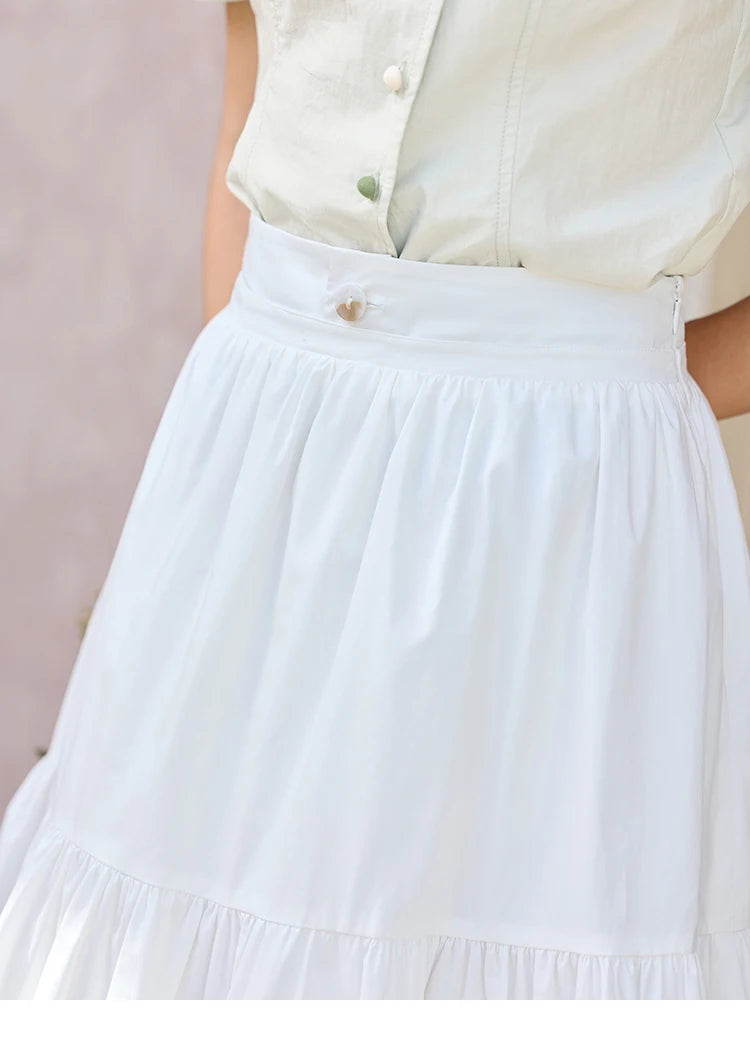 MISHOW Double Layered Waist Skirt Flower Bud Shell Button MXE32B0715