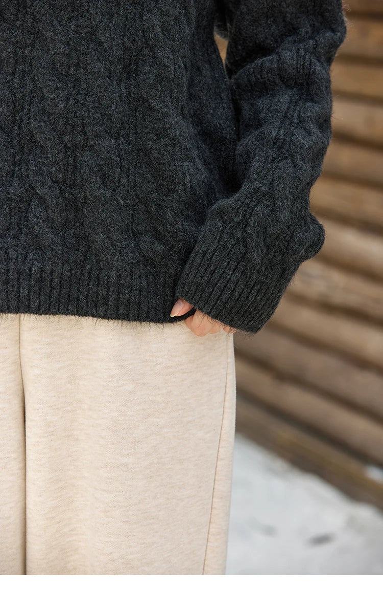 Mishow Turtleneck Texture Solid Warm Pullover MXD57Z1090