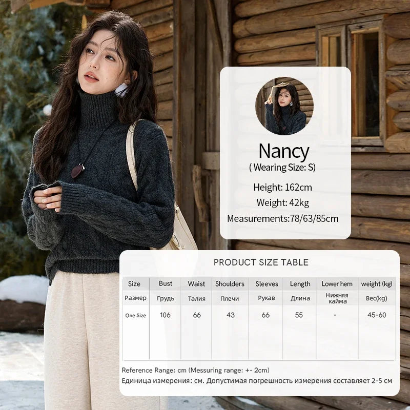 Mishow Turtleneck Texture Solid Warm Pullover MXD57Z1090