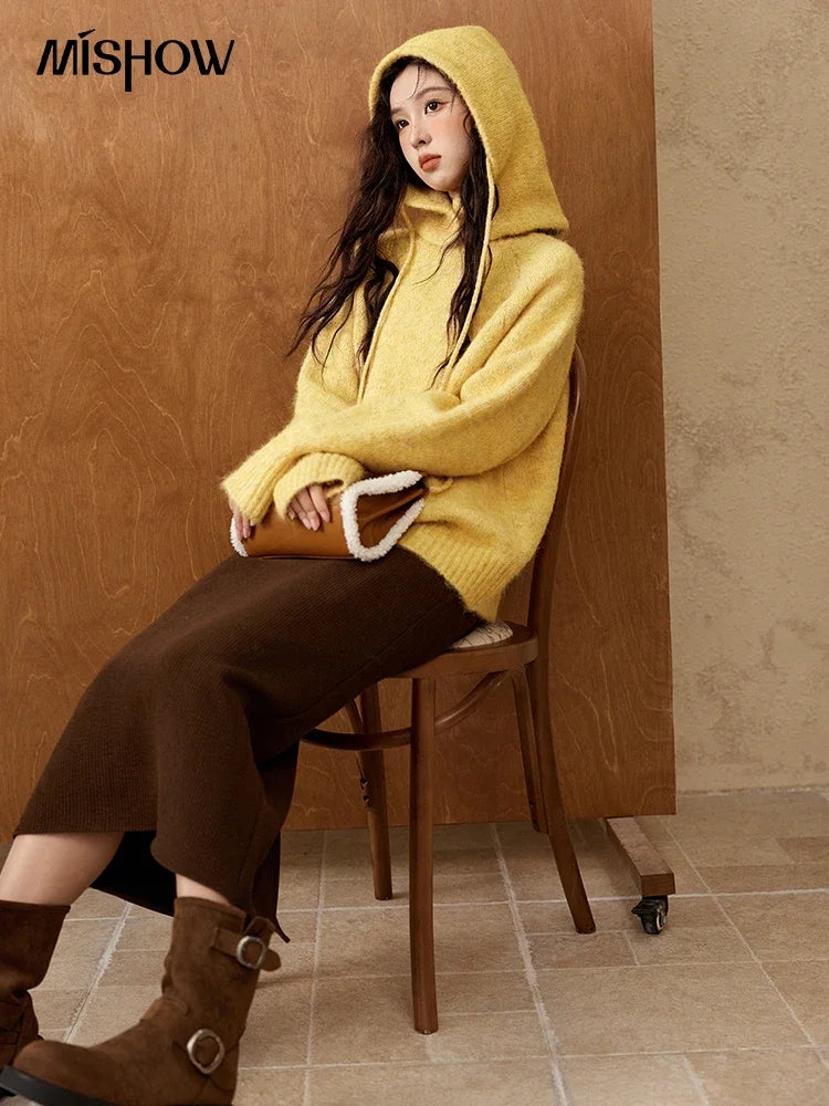 Mishow Hooded Neck Cozy Wool Pullover MXD59Z1123