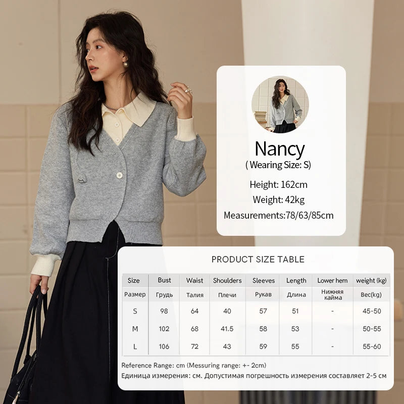 MISHOW Fake Two-piece Sweater Women French Retro Splicing Top MXD46Z0804