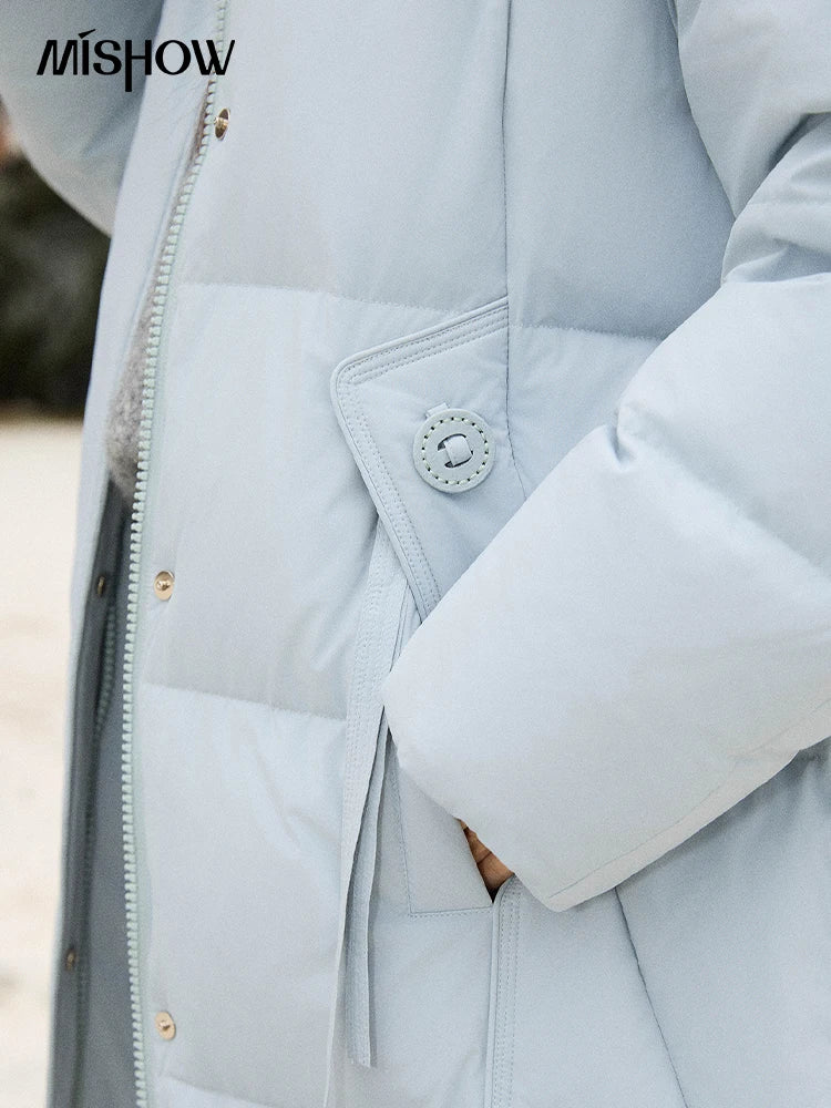 Mishow Hooded 90% White Duck Down Long Coat MXE51Y0079