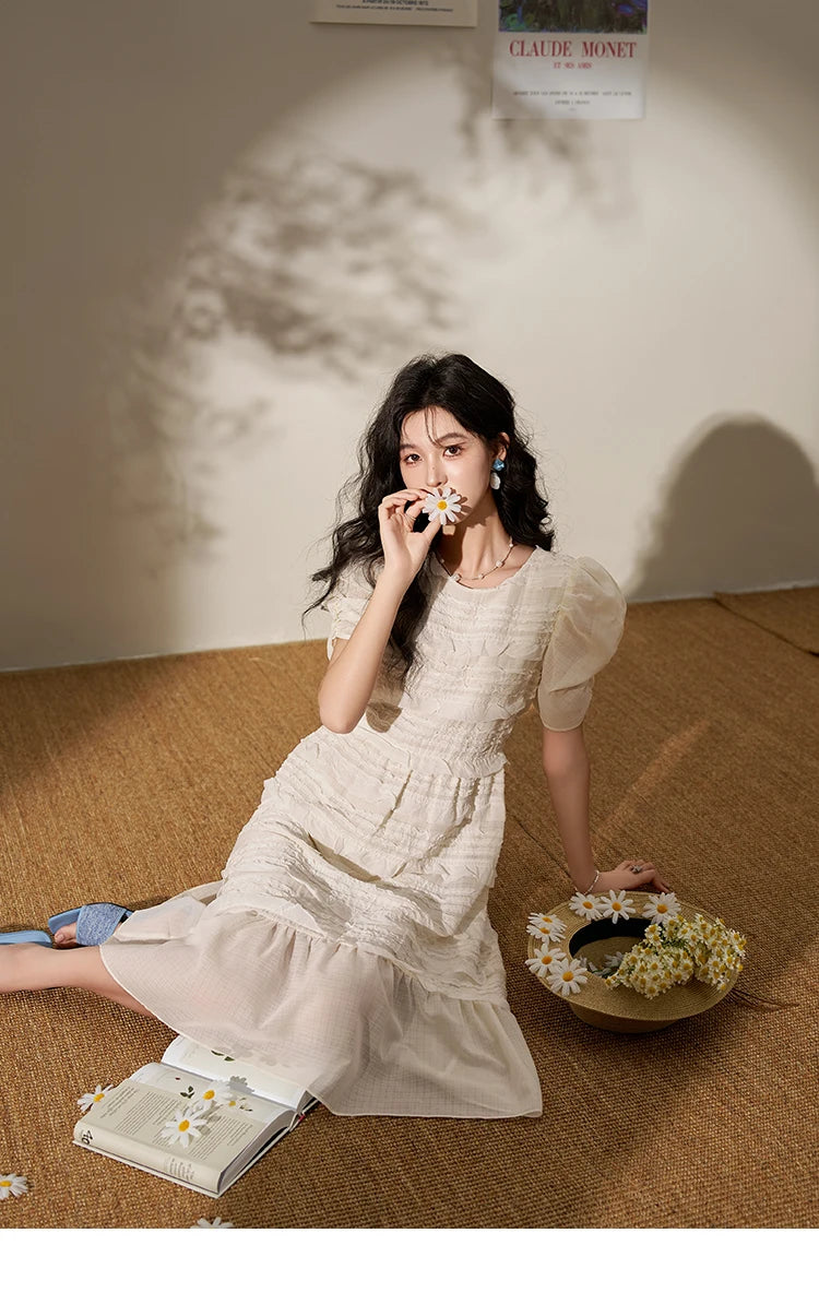 MISHOW French Lace Chiffon Midi Dress MXD21L1756