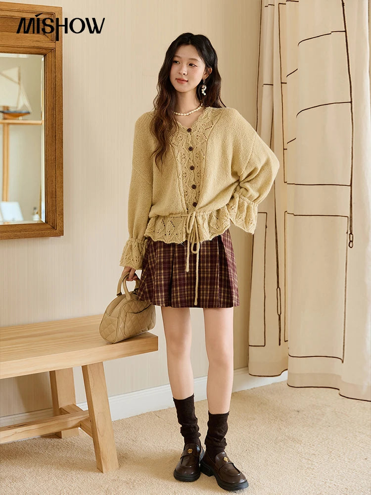 Mishow Handmade Crochet Mohair Flare Sleeve Cardigan MXE47Z2513