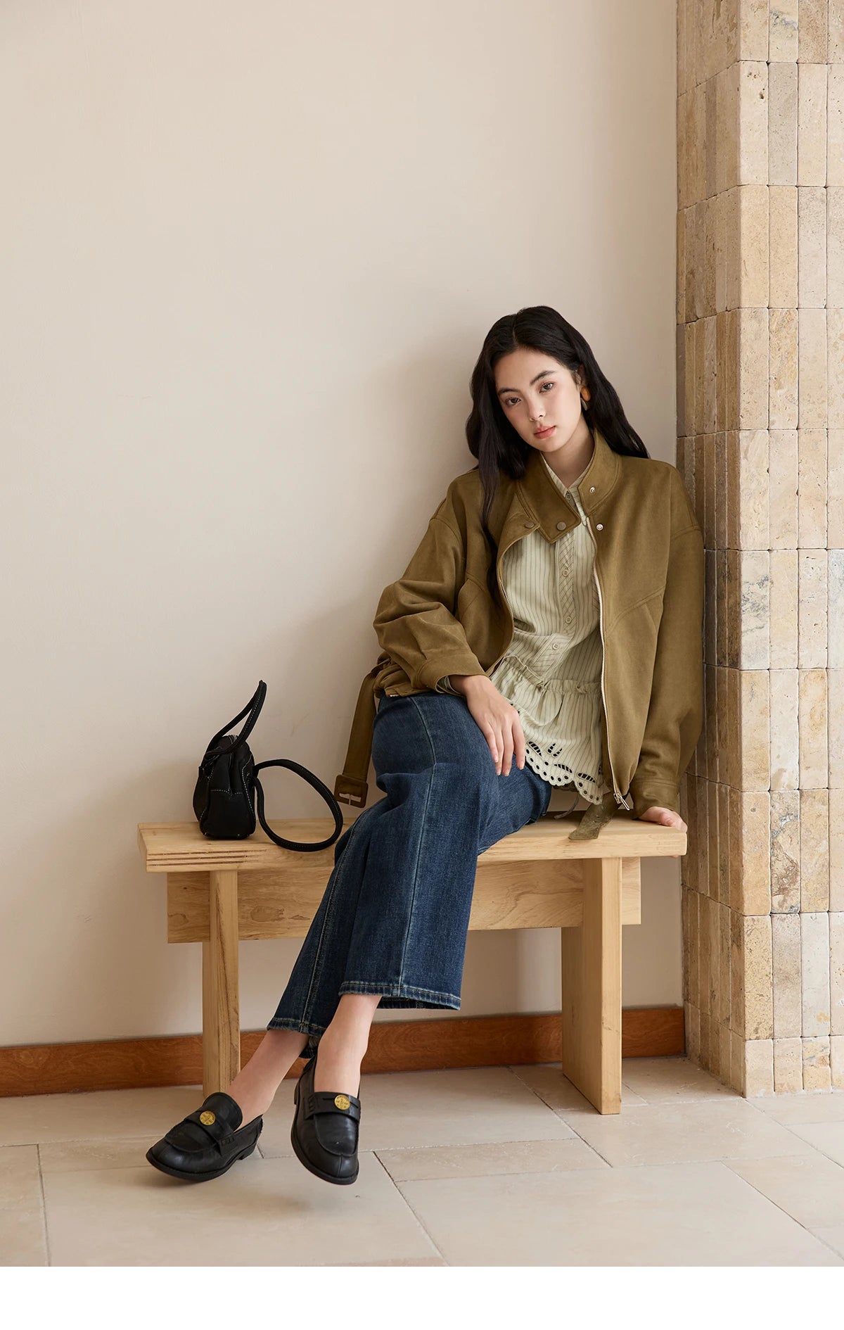 MISHOW Retro Stand Collar Jacket Slim Design Zipper MXE49W0853