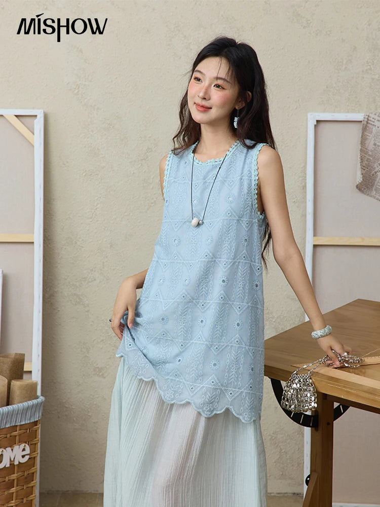 Mishow French Embroidery Fake Two-Piece Vest Dress MXE34L2311