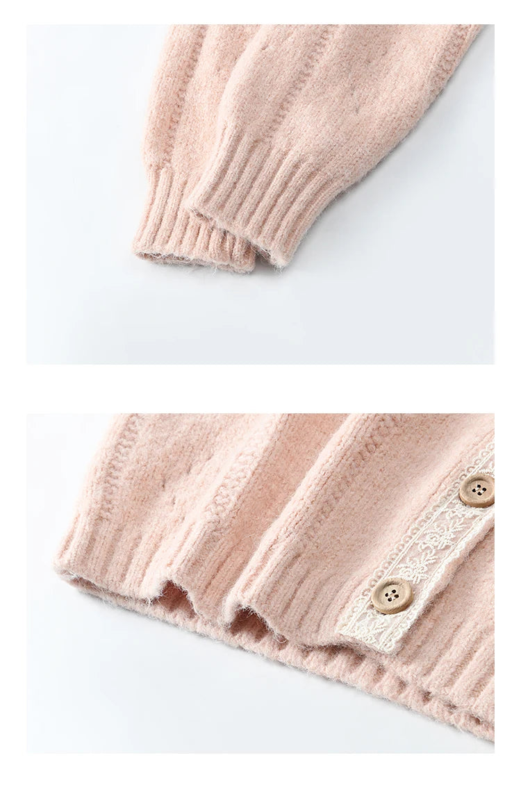 Women's Pink Wool Blend Cardigan Sweater MXD56Z1064