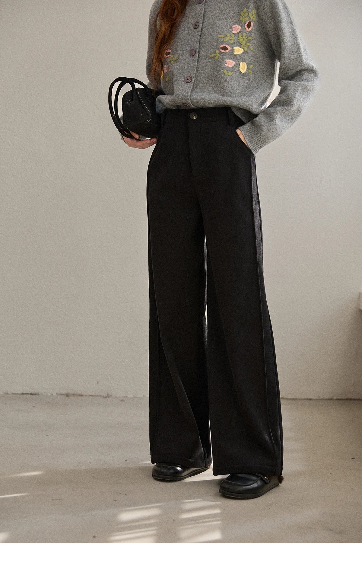 MISHOW Corduroy Straight Leg Pants Silver Fox Velvet Warm MXE91K1125