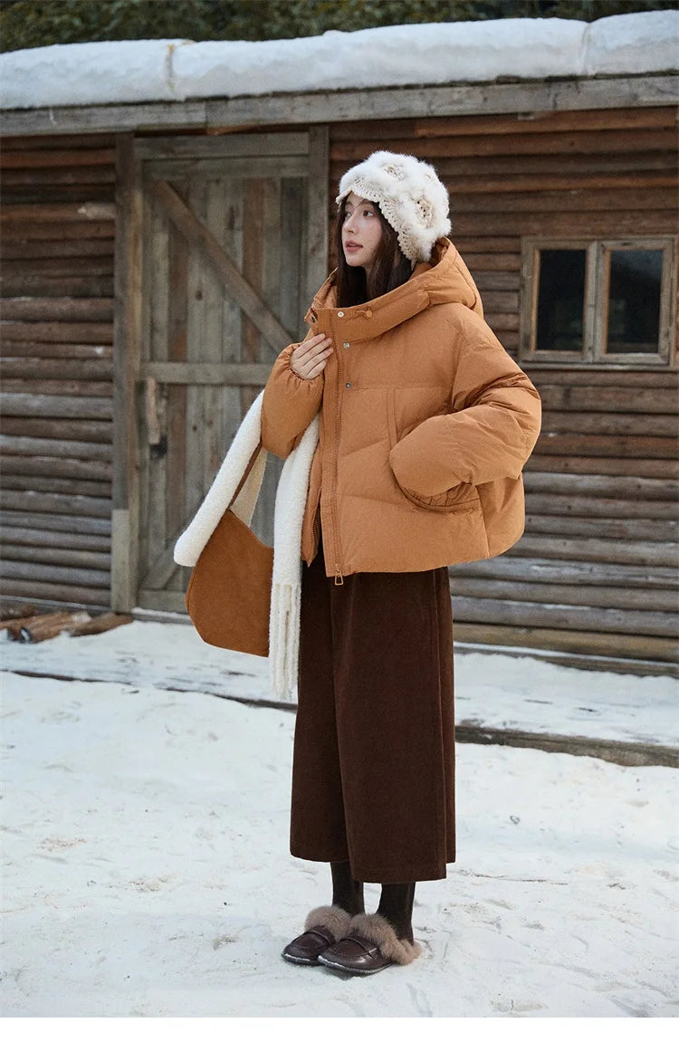 Mishow Hooded 90% White Duck Down Short Coat MXE51Y0080