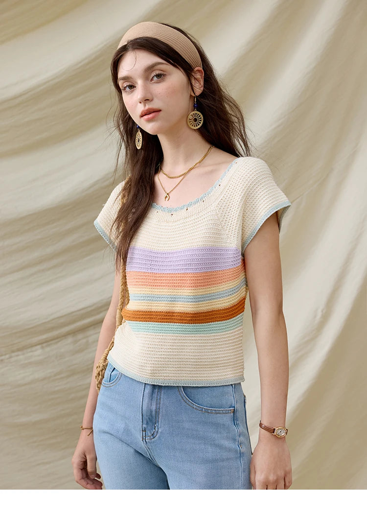 Mishow Striped Round Neck Slim Knit Pullover MXE31Z1222
