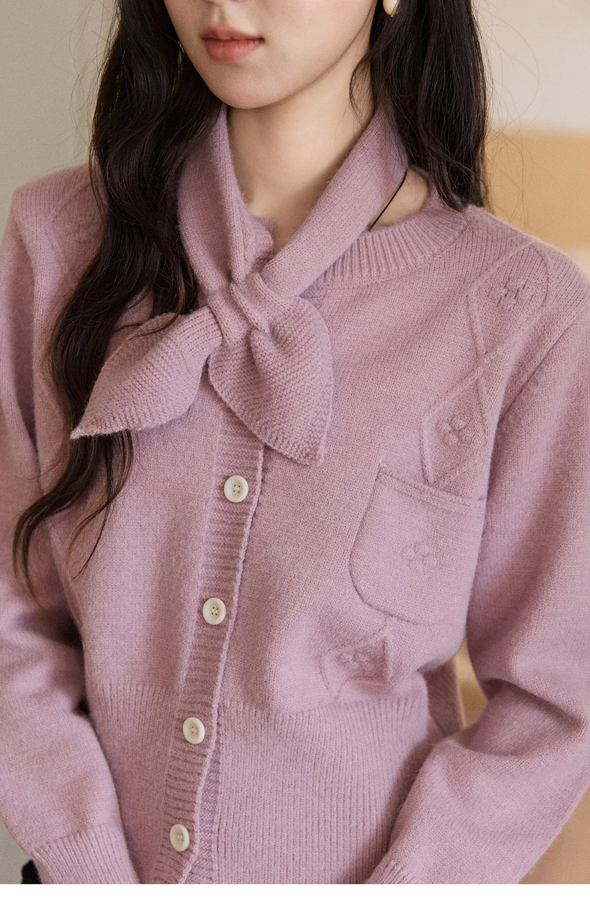Mishow Taro Purple Detachable Scarf Sweater MXE91Z2825