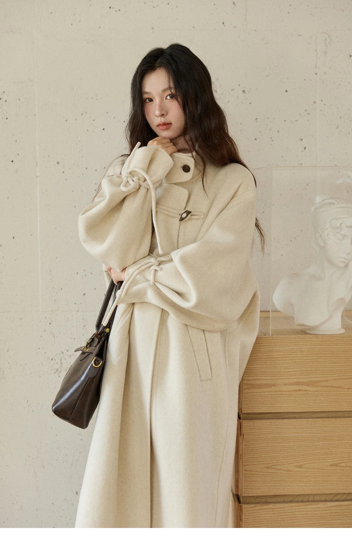 Mishow Yellow 100% Wool Double-Faced Turtleneck Coat MXE51W0902