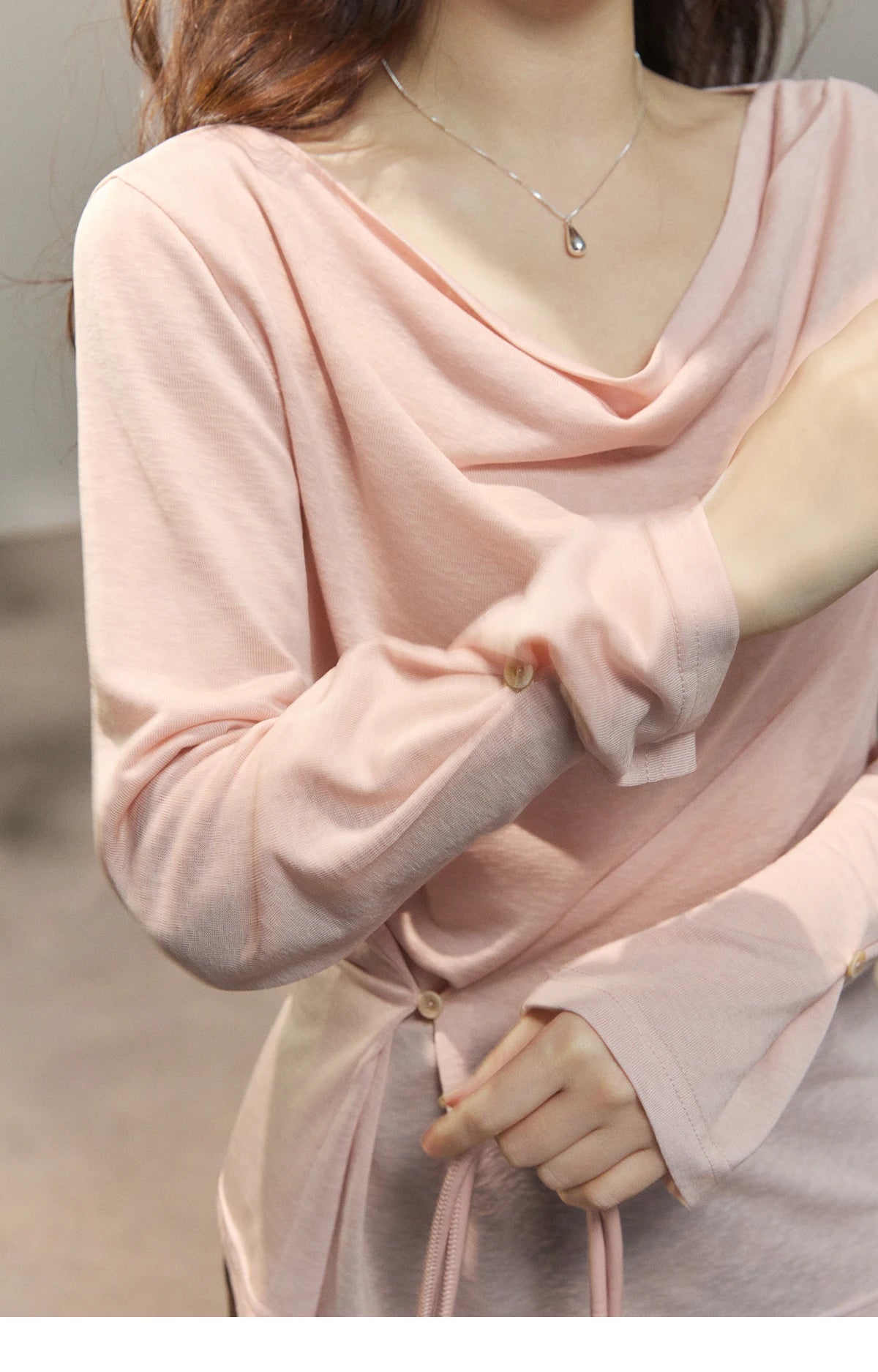 Mishow Multi Colored Swinging Collar Flare Sleeve Top MXF13T1473