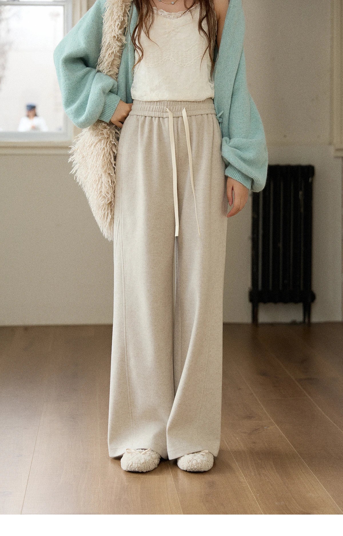 MISHOW Wide-Leg Pants High Waist Straight Lace-Up Loose MXE89K1100
