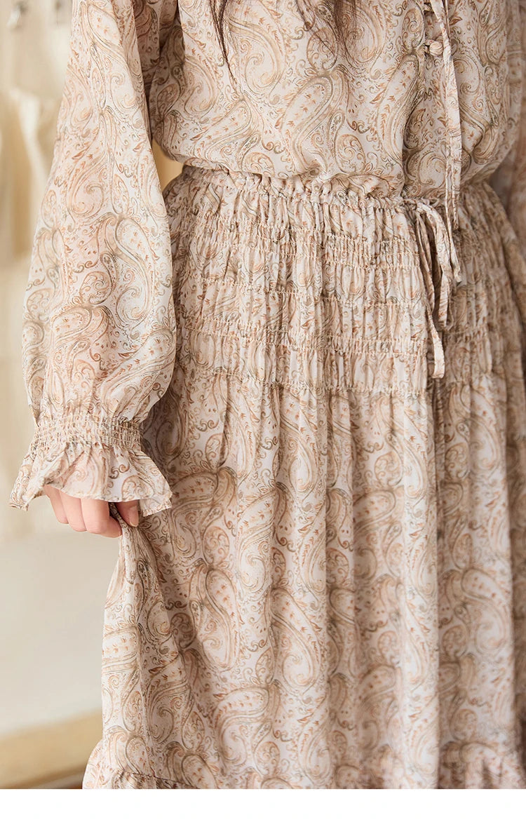 Mishow Cashew Flower Print Ruffled Tie Waist Dress MXE46L2520