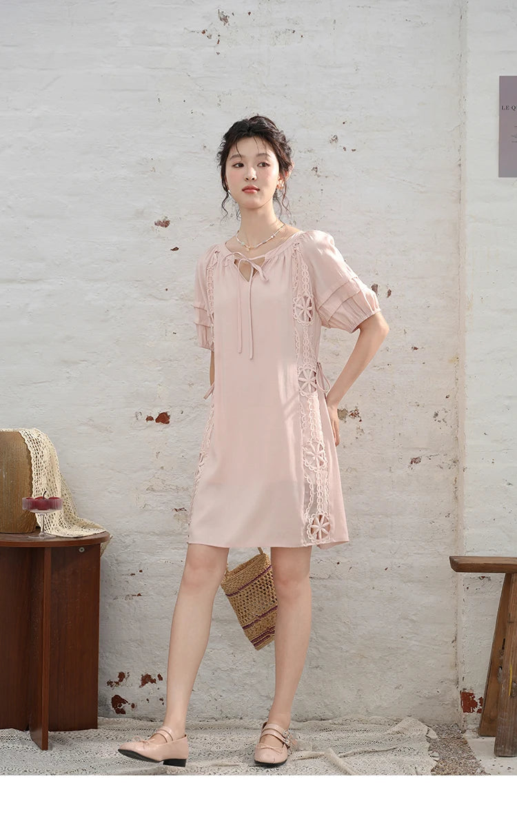Mishow French Hollow Embroidered Lace-Up Dress MXD30L1950