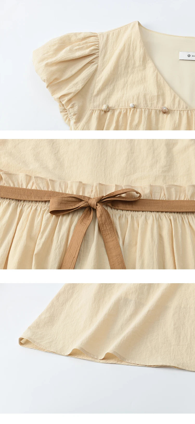Mishow Flower Bud Sleeve V-Neck Sash Dress MXE34L2238