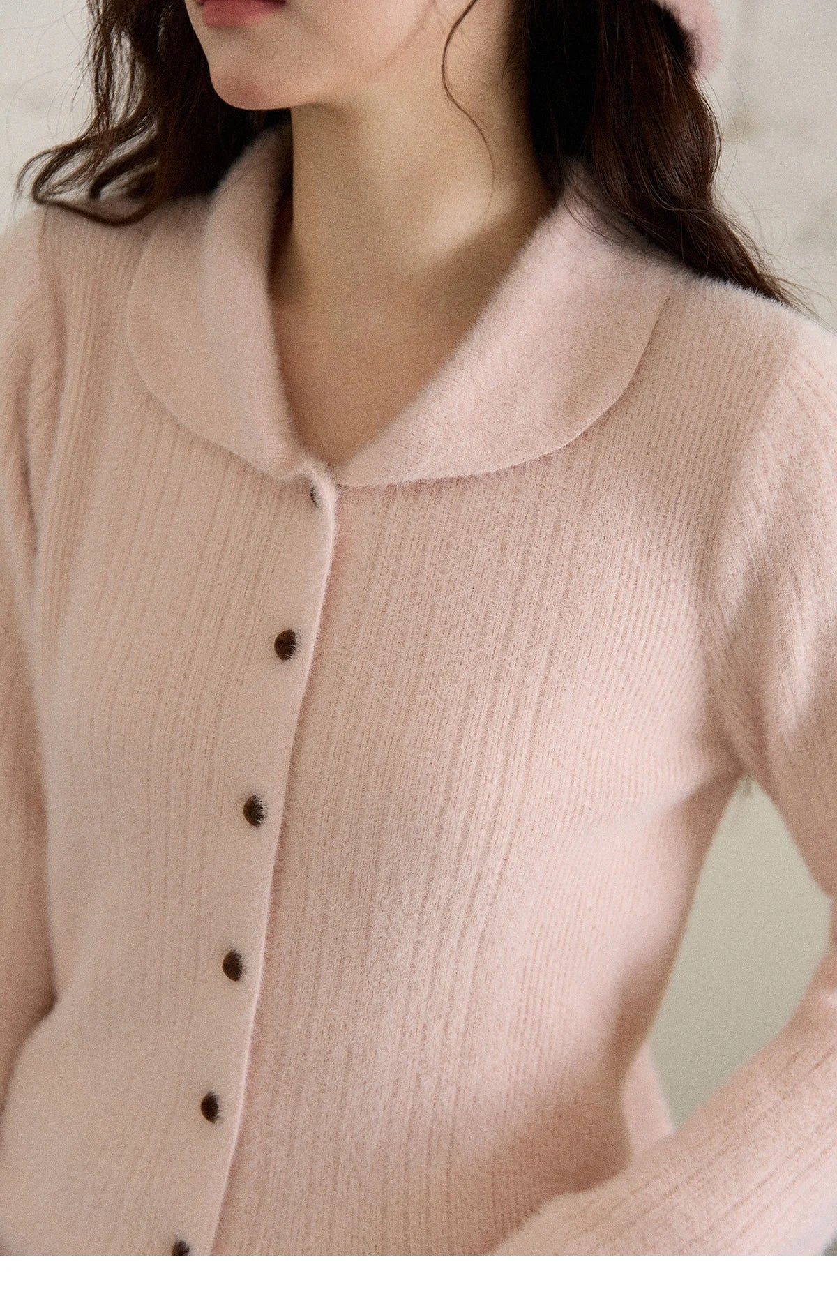 Mishow Yellow Imitation Mink Fur Turn-Down Cardigan MXE89Z2671