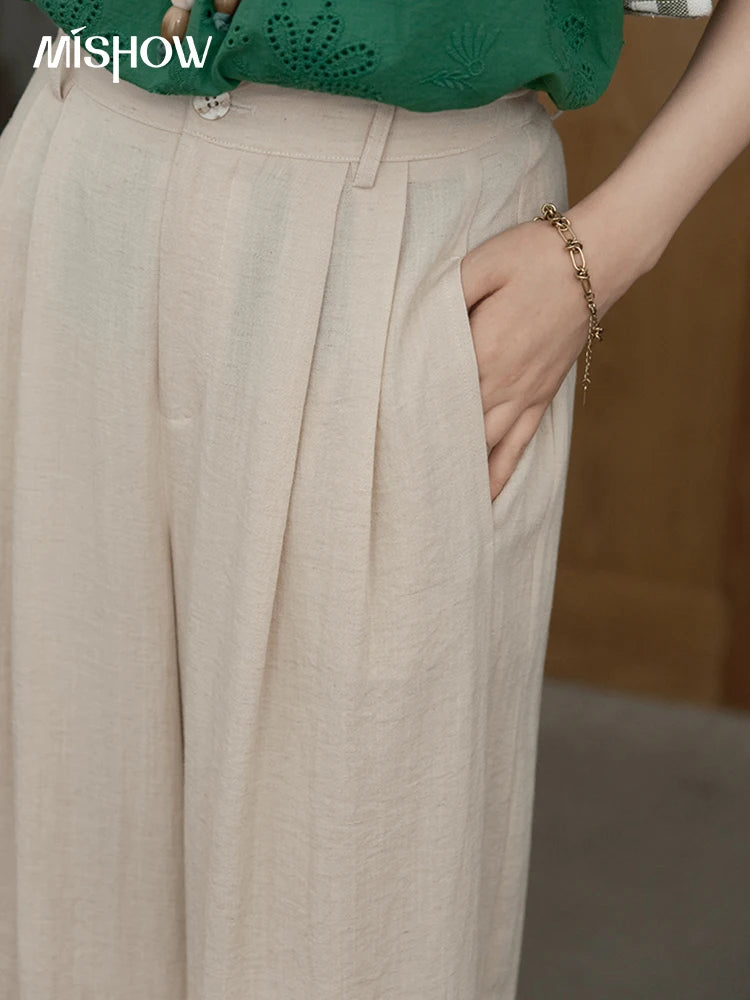 MISHOW Wide Leg Pants Button Pocket High Waist Slim MXE39K0962