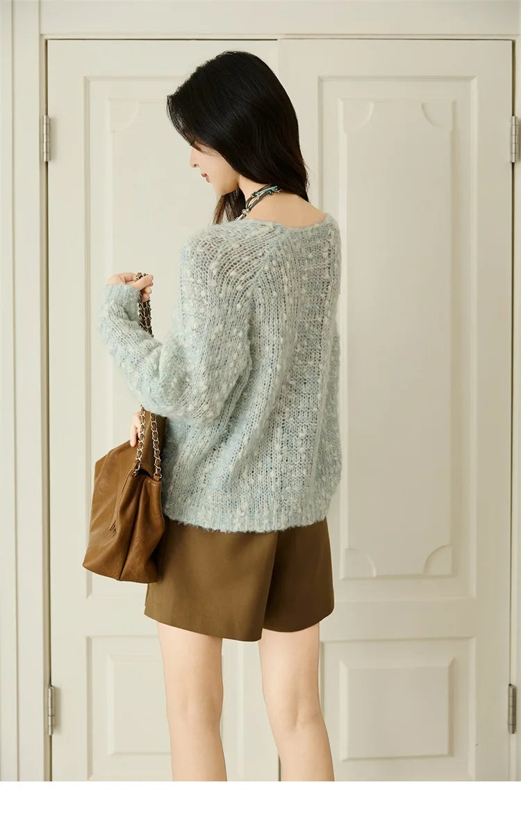 Mishow Scoop Neck Hollow Raglan Sleeve Sweater MXE46Z2565