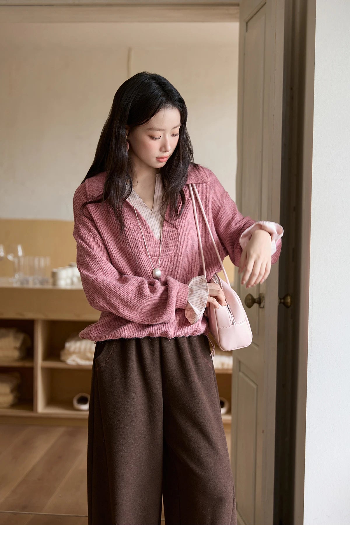 MISHOW Wide-Leg Pants Elastic Waist Pockets Comfortable MXE51K1093